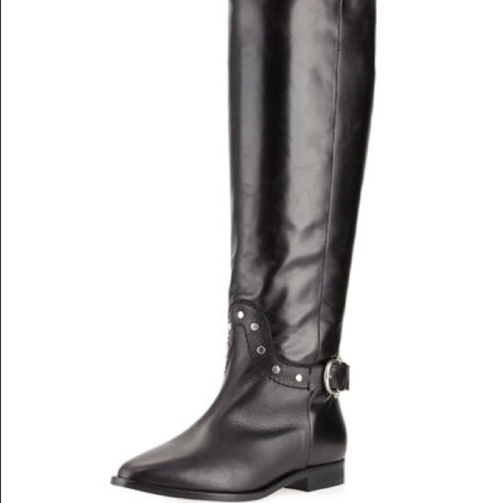 Etienne Aigner Tall Studded Buckle Flat boot 6.5